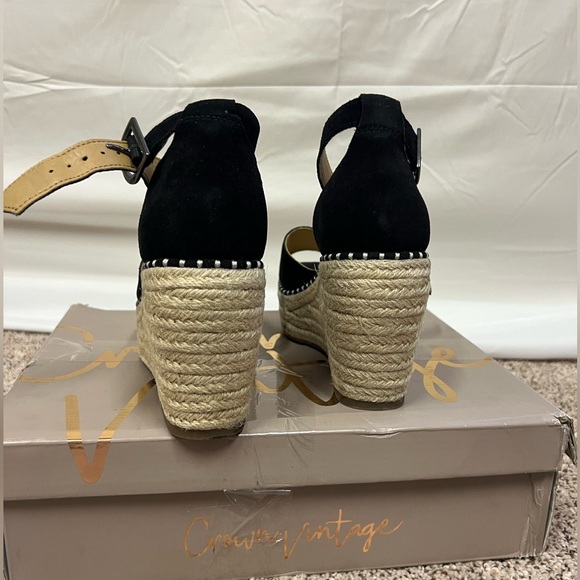 NEW CROWN VINTAGE JAUSSIE ESPADRILLE WEDGE SANDAL SIZE: 7.5 - Picture 11 of 12